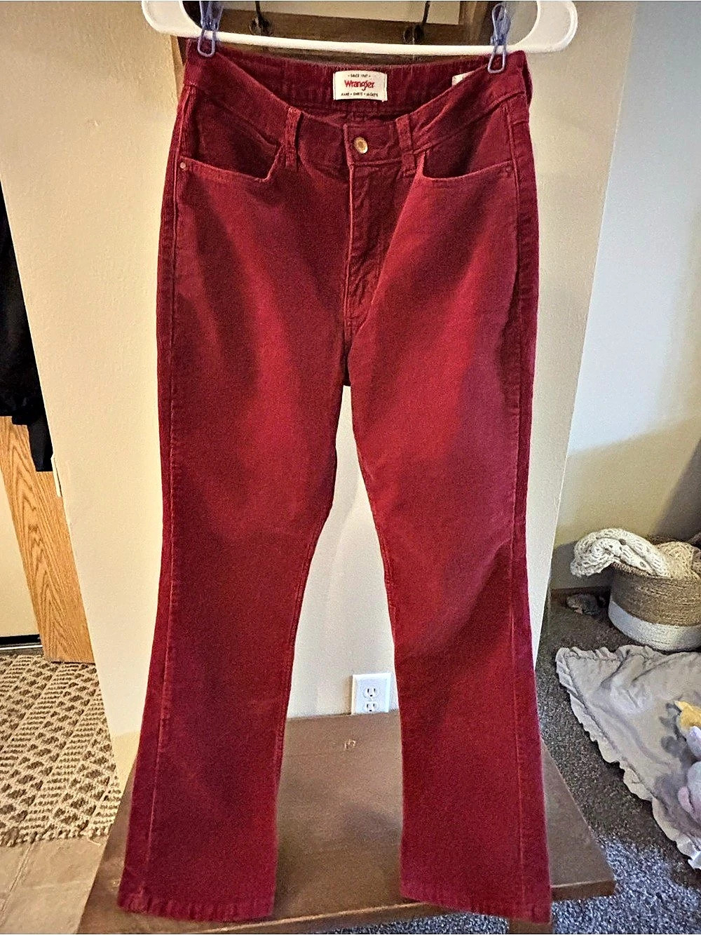 Wrangler Women's Boot Cut Corduroy Pants in Dark Red